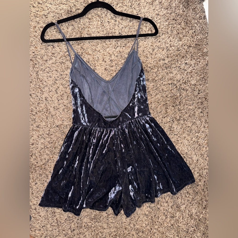 La Hearts Blue Velvet Romper